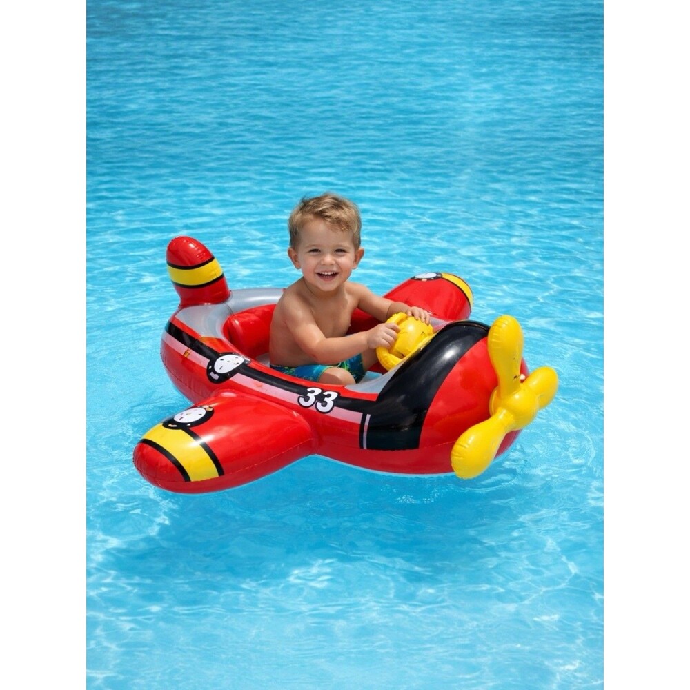 Intex Inflatable Swim Float Red Airplane Pool Cruiser Boat Kids 3-6 Raft Summer